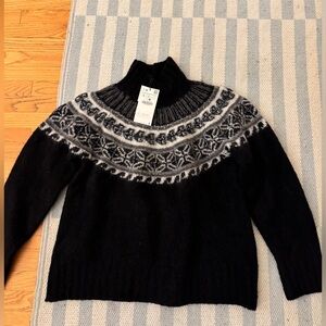 Fair Isle Zara “IT” sweater gray/black/beaded Patterned Turtleneck. LMTD ED.NWT